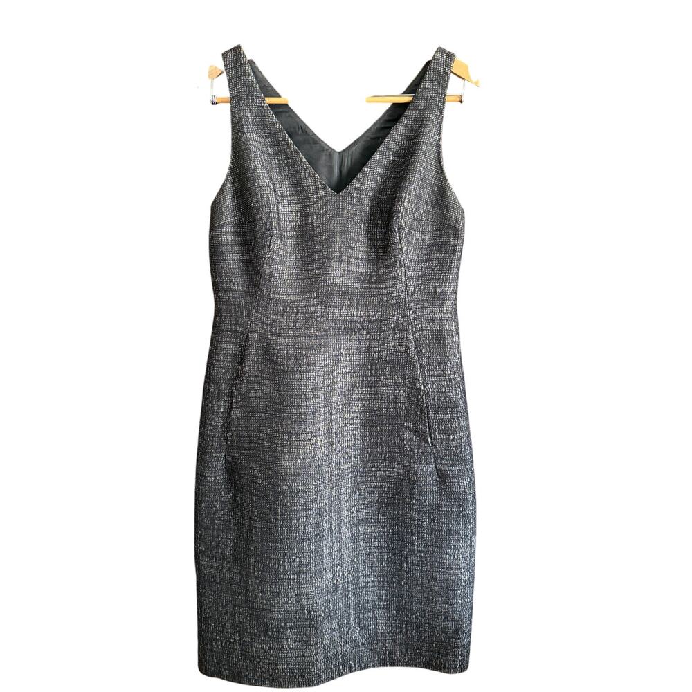 NICOLE FARHI | Gray Wool Blend Tweed V Neck Sheath Knee length Skirt | Size 10